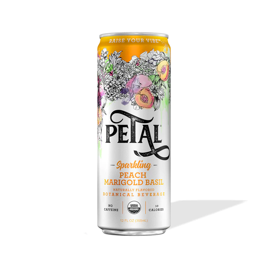 Petal Sparkling Botanicals Peach Marigold Basil