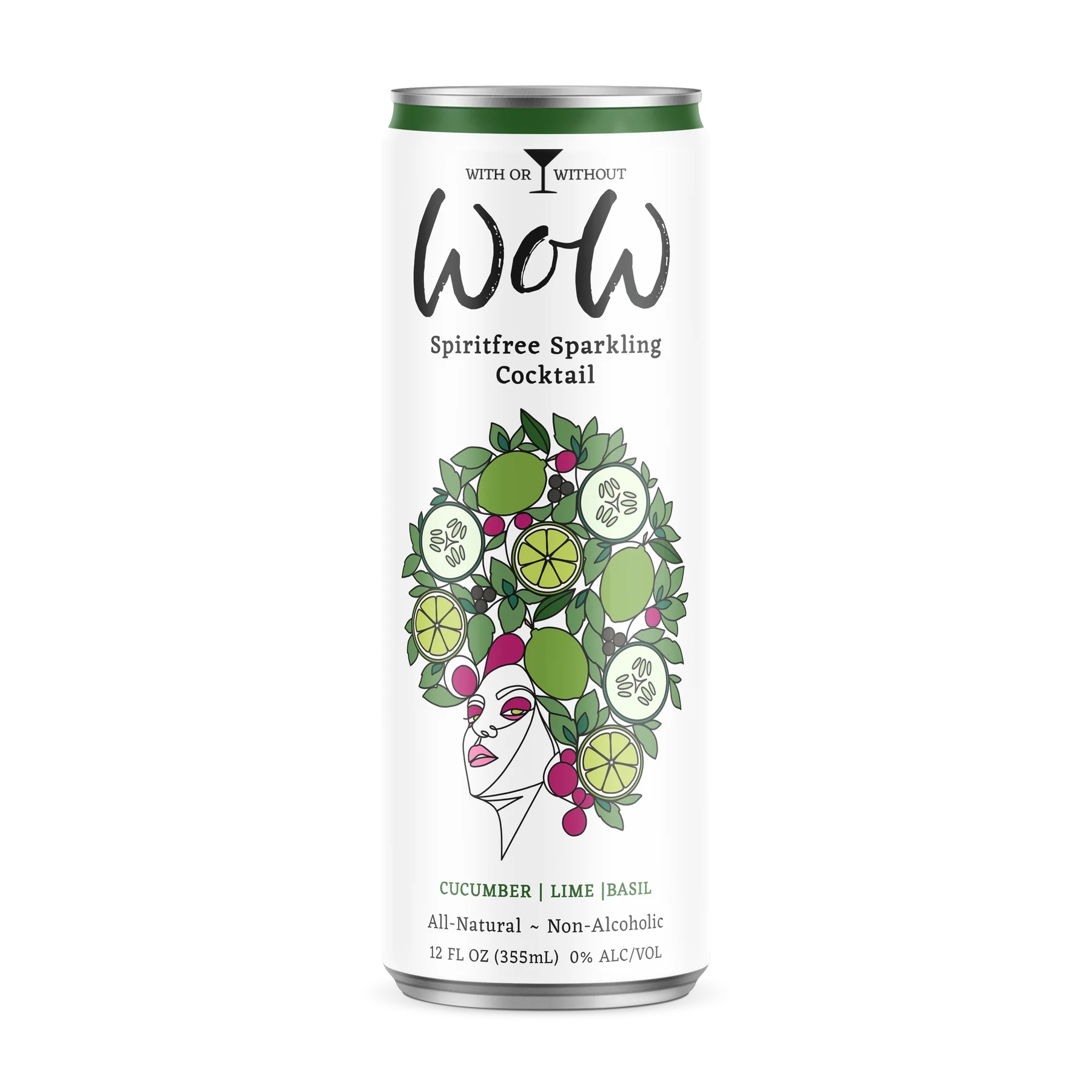 WoW Spiritfree Sparkling Cocktail Cucumber Lime Basil