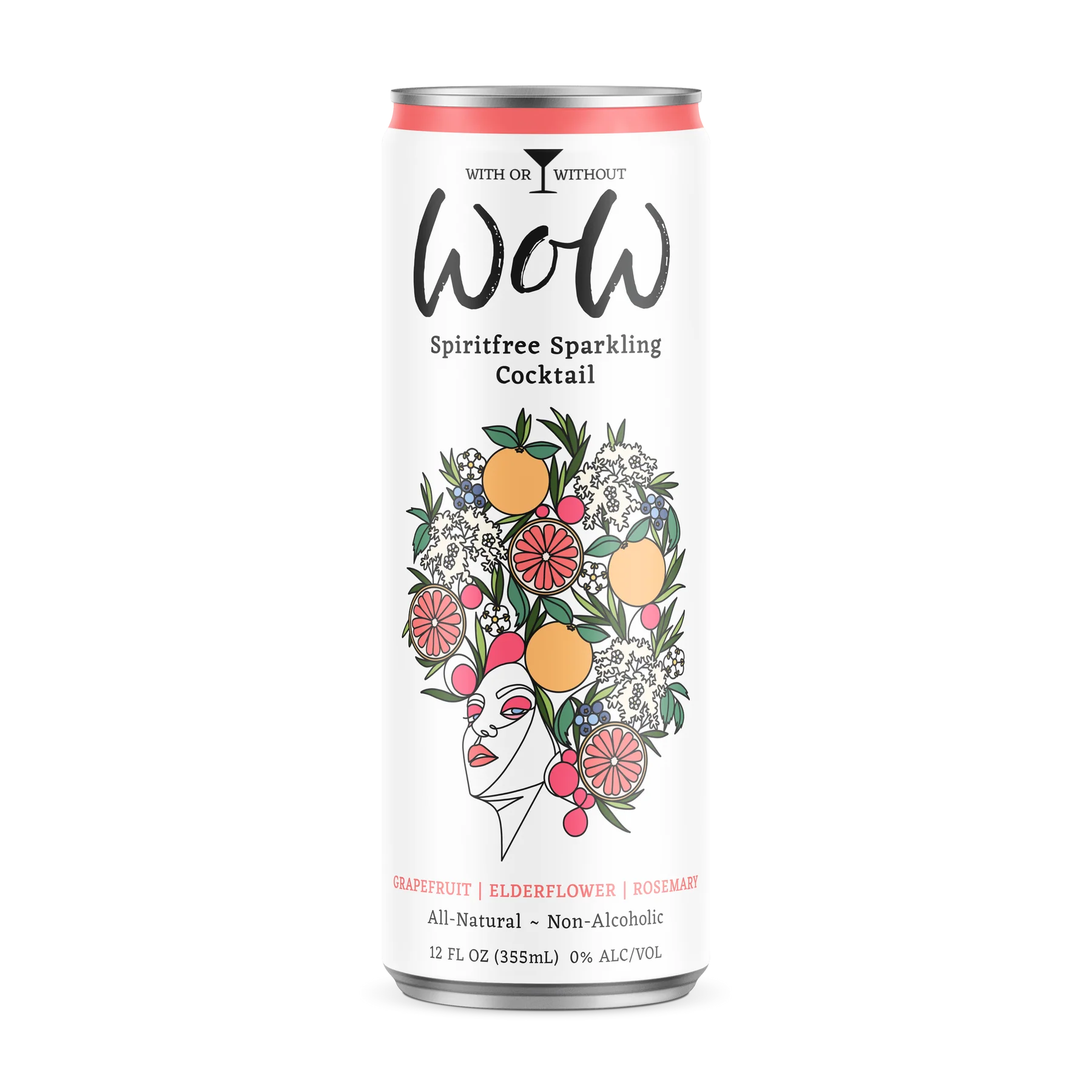 WoW Spiritfree Sparkling Cocktail Grapefruit Elderflower Rosemary