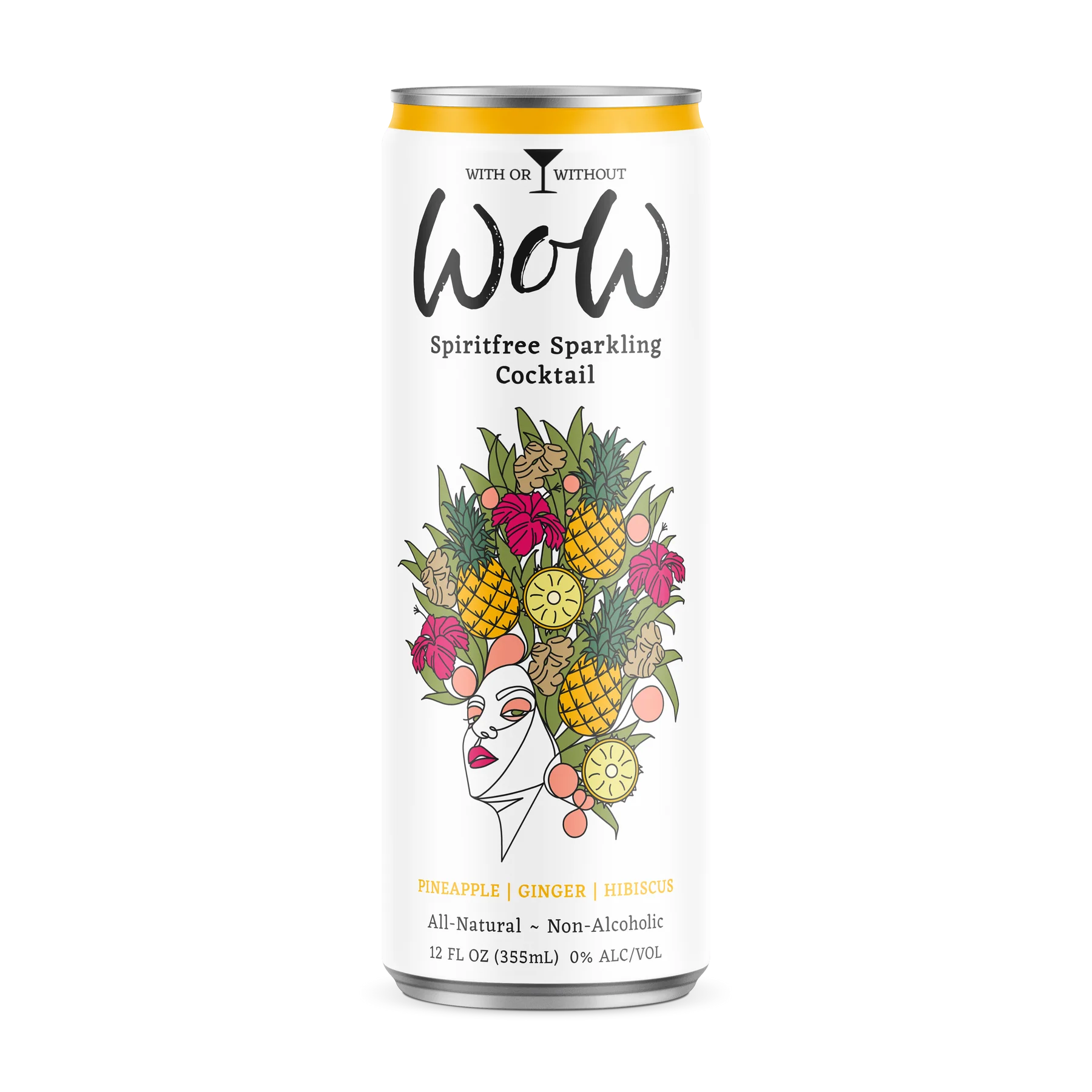 WoW Spiritfree Sparkling Cocktail Pineapple Ginger Hibiscus